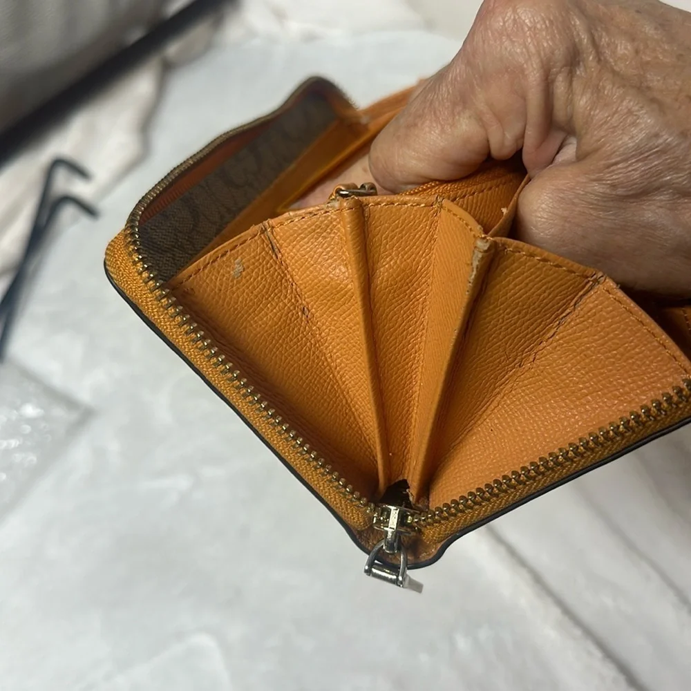Coach Tan/ orangish Leather Wallet